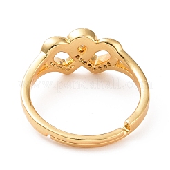 Регулируемое кольцо из прозрачного кубического циркония с двойным сердечком RJEW-C029-06G