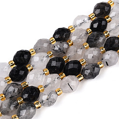 Натуральные турмализированные кварцевые бусинки G-N342-35-8x6-02