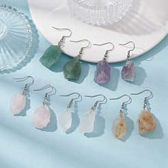 Серьги с подвесками из смешанных необработанных натуральных драгоценных камней EJEW-JE05493