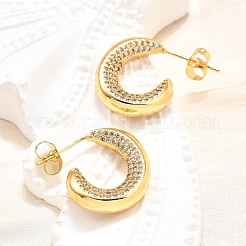 Женские серьги-гвоздики из латуни с микропаве и прозрачным кубическим цирконием&nbsp;EJEW-U056-04B-G