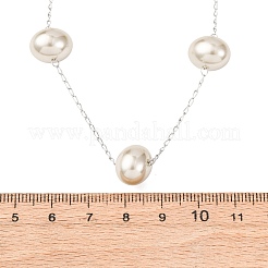 Женские цепочки с акриловым искусственным жемчугом овальной формы из нержавеющей стали 304 NJEW-F354-02P