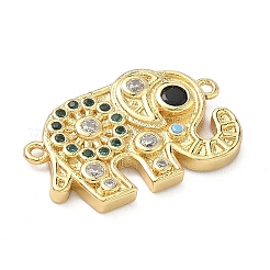 Подвески-соединители в виде слонов из латуни с разноцветными кубическими цирконами&nbsp;KK-A282-13G