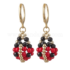 Стекло бисер болтающиеся серьги EJEW-MZ00329