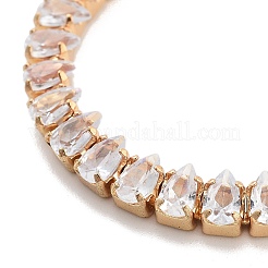 Браслеты-слайдеры из латуни с прозрачным кубическим цирконием и цепочкой-капелькой BJEW-YWC0002-07G