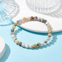 Эластичные браслеты с круглыми бусинами из натурального африканского опала&nbsp;BJEW-JB09917-01