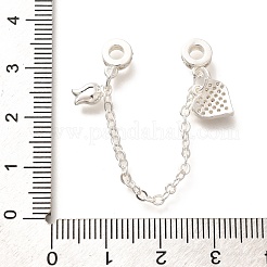 Европейские защитные цепи из латуни с прозрачным кубическим цирконием и подвесками в виде сердца и розы KK-C085-16S