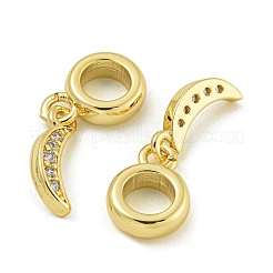 Стойка покрытие латунь паве прозрачный кубический цирконий луна европейские подвески шармы KK-Z067-45G