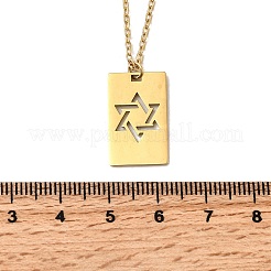 Женское ожерелье с подвеской в виде прямоугольной звезды Давида из нержавеющей стали 304 с лазерной резкой&nbsp;NJEW-Z091-14G