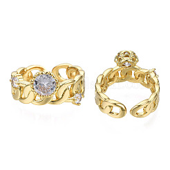 Кубический цирконий в форме бордюрных цепочек открытое кольцо-манжета&nbsp;LS-RJEW-N037-026