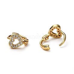 Серьги-кольца Huggie из латуни с прозрачным фианитом и прозрачным фианитом EJEW-H121-10G