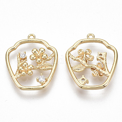 Латунные микропаве прозрачные подвески с фианитом KK-S356-031G-NF