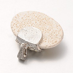 Овальные подвески из синтетического вулканического камня из сплава с платиновым покрытием&nbsp;G-O024-03A