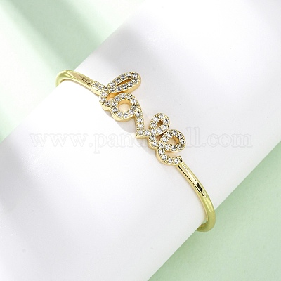 Браслеты из латуни с прозрачным кубическим цирконием в микропаве BJEW-H209-07G-1