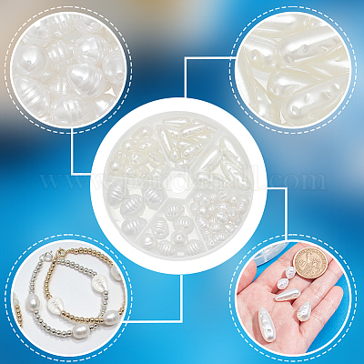 60 шт. экологически чистые бусины из АБС-пластика с имитацией жемчуга OACR-PH0004-18-1