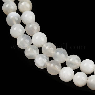 Натуральный белый лунный камень бисер пряди G-P342-02A-6mm-AB-1