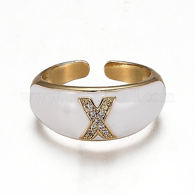 Латунные кольца из манжеты с прозрачным цирконием RJEW-H538-03G-X-1