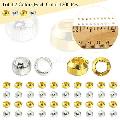 1200 шт. 2 цвета латунные обжимные бусины KK-FS0001-38-1