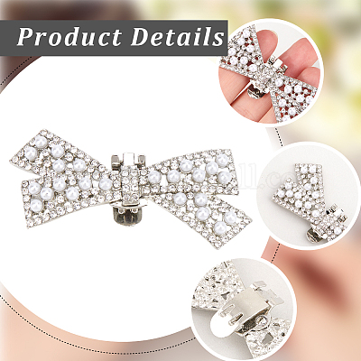 2 шт. украшения для обуви из сплава со стразами в виде банта FIND-CP0002-26A-1