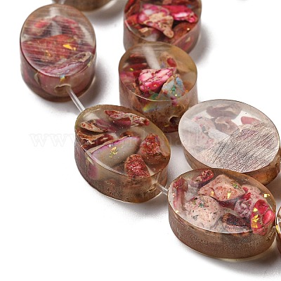 Окрашенная натуральная императорская яшма с нитями смоляных бусин G-G083-A03-01-1