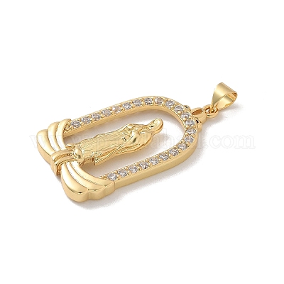 Латунные микропаве прозрачные подвески с фианитом KK-M300-11G-1