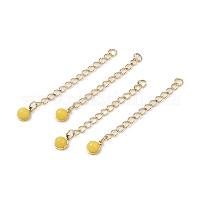 Удлинитель цепочки из хирургической нержавеющей стали 316 с ионным покрытием (IP) с круглым подвесом из натурального нефрита STAS-A097-01G-12-1