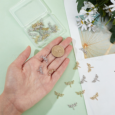 32 шт. филигранные соединительные звенья из нержавеющей стали 201 двух цветов STAS-DC0011-56-1