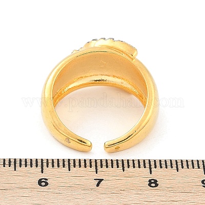 Открытые манжеты из латуни с микропаве и прозрачным цирконием для женщин RJEW-R011-03G-02-1