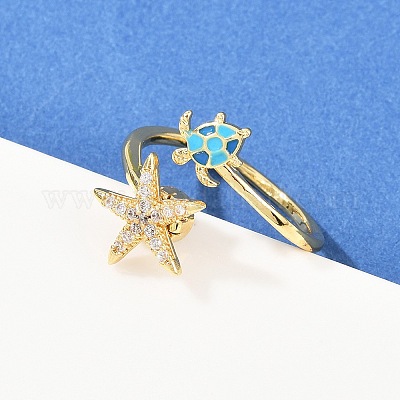 Вращающиеся латунные кольца с микропаве из кубических цирконий для женщин&nbsp;RJEW-K305-02G-1