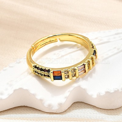 Регулируемые латунные кольца с микропаве из кубического циркония для женщин RJEW-H247-10G-1