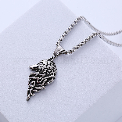 Ожерелья с подвеской в виде головы волка из нержавеющей стали 304 в виде викингов-пиратов LU3872-1