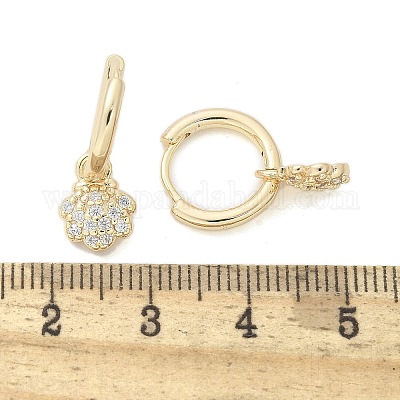 Серьги-кольца из латуни с прозрачным фианитом EJEW-Q014-06G-1