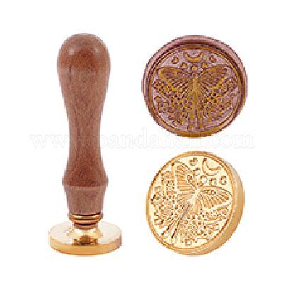 Латунная восковая печать штамп с ручкой AJEW-WH0184-0485-1