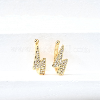 Латунные серьги-манжеты из прозрачного кубического циркония EJEW-F370-22G-1