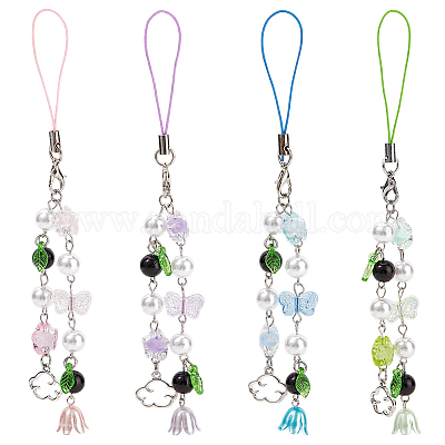 4 шт. ремни для мобильного телефона из акрила и АБС-пластика с перламутром цвета ландыша HJEW-DR00049-1