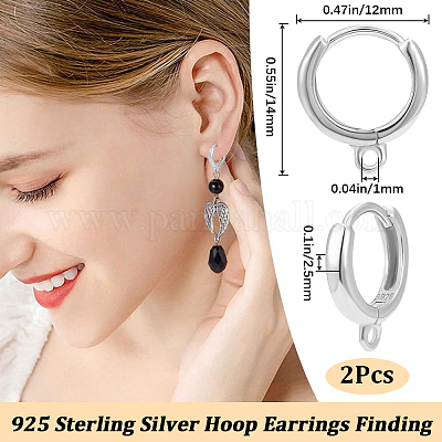 1 пара серег-колец из стерлингового серебра с родиевым покрытием STER-BBC0006-31P-1