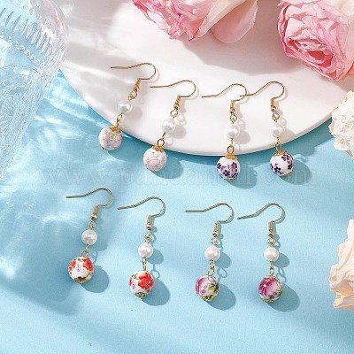 Печатный фарфор керамические ангелы подвески украшения EJEW-JE06099-1