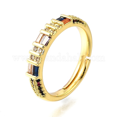Регулируемые латунные кольца с микропаве из кубического циркония для женщин RJEW-H247-10G-1