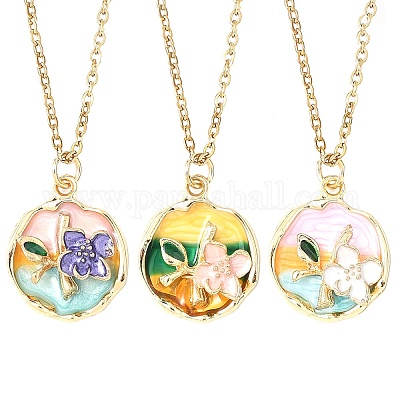 3 шт. 3 стиля подвески в виде цветка из сплава эмали NJEW-JN05551-1