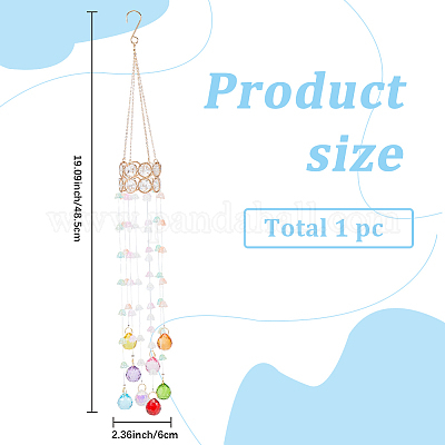 Цветочные круглые стеклянные бусины с кисточками HJEW-WH20020-007C-1