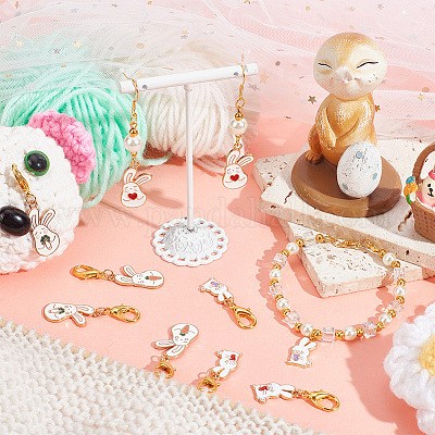 Кулон из сплава эмали с замком в виде кролика маркеры петель HJEW-AB00030-1