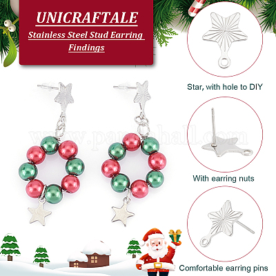 Фурнитура для сережек-гвоздиков star 201 из нержавеющей стали STAS-UN0054-75P-1