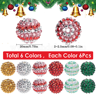 36 шт. 6 стиля прозрачных смоляных бусин со стразами RESI-SC0003-39-1