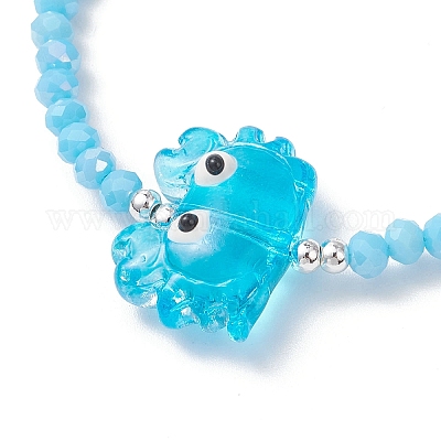 4 шт. браслеты из двухцветного стекла и бусин ручной работы в технике лэмпворк для женщин BJEW-TA00692-1