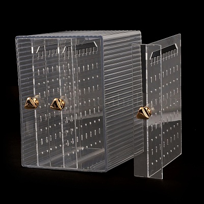 Прямоугольная прозрачная пластиковая коробка для сережек&nbsp;ODIS-O002-01B-1