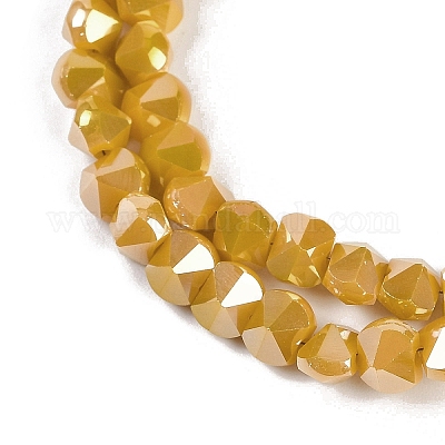 Стеклянные бусины с гальваническим покрытием  EGLA-B009-05A-03-1