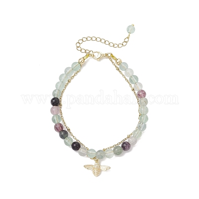 Многорядные браслеты из натуральных круглых бусин лазурита BJEW-JB12034-02-1