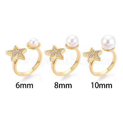 Звездная латунь микропаве кубический цирконий чашка колышек оправа для колец KK-N274-06G-1