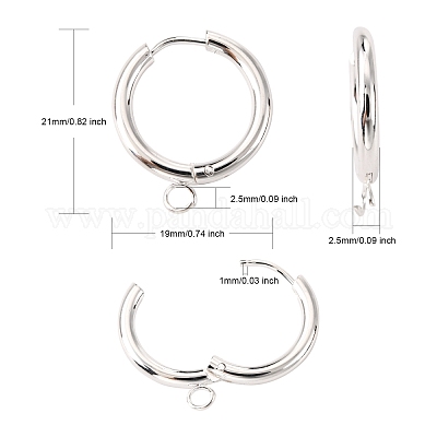201 фурнитура для сережек-колец Huggie Hoop из нержавеющей стали STAS-P283-01F-S-1