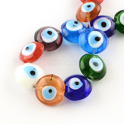Плоские круглые глаза Lampwork зло шарик нити LAMP-R118-M-1