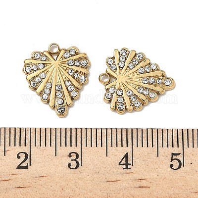 Подвески из нержавеющей стали 304 со стразами STAS-V015-07A-G-1